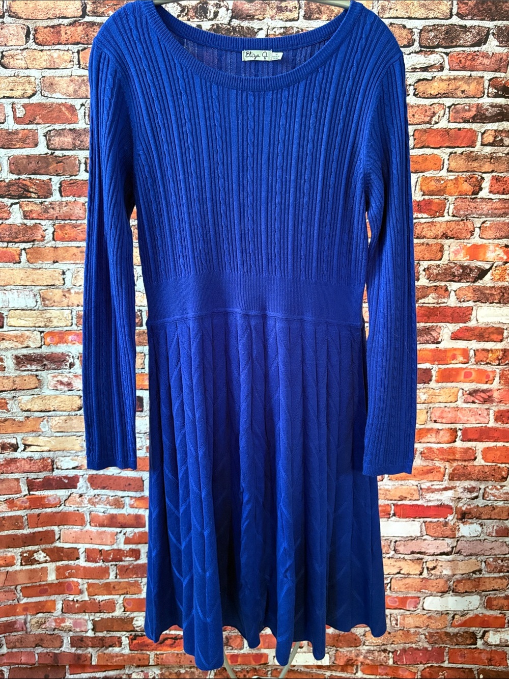 Eliza J Royal Blue Knit Fit & Flare Soft Lightweight Dress Size Medium